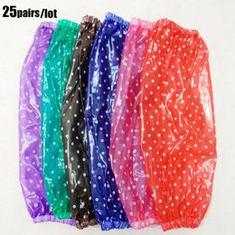 25Pairslot Waterproof Oversleeves with Dots PVC Antifouling Sleeves Cuffs Household Cleaning Kitchen Tools 5 Colors 231225
