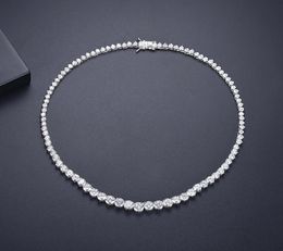 Trendy Lovers Necklace Lab Diamond Cz Stone White Gold Filled chorker Pendant Necklaces for Women Bridal Party Wedding jewelry3259685