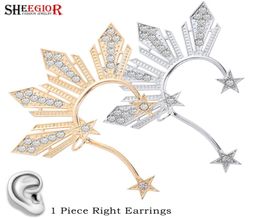 Gold Crystal Star Ear Clip Earrings for Women Accessories Lovely Hyperbole Rhinestone Stars Big Ear Cuff Earring Fashion Jewelry8420077