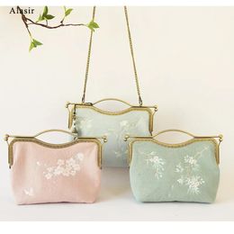 Bags Alasir Original Artsy Bag Chinese Style Bags Vintange Women Handbags Cotton and Linen Crossbody Bags Embroidery Flowers Frame