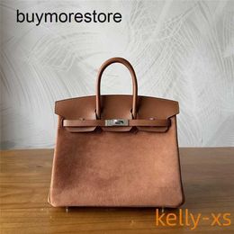 Handbag Suede Bag Birrks 7A Top Genuine Leather Handmade Winter Fashion sewn handmade portable patchwork golden brownPJYGJ1DG