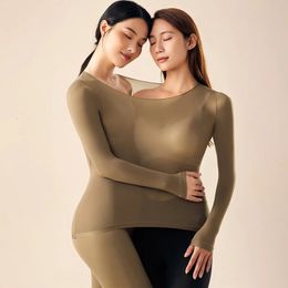 Women Thermal Underwear Set 2 Pieces Ultra Thin Seamless Highly Elastic Slimming Long Johns Warm Suit Thermo Second Skin Tops 231225