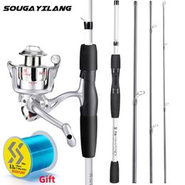 Combo Sougayilang 1.98m Fishing Rods Combo Portable 4 Section Carbon Fibre Fishing Rod and 10004000 Spinning Reel Fishing Tackle Set