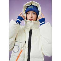 Jackets Toyouth Women Down Jacket with Hat 2021 Winter Stand Collar 90% White Duck Down Warm Outwear Waterproof Casual Chic Down Coat