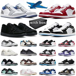 With Box Basketball shoes 1 low Black Phantom men women 1s lows Neutral Olive Mocha Bred Toe UNC Mystic Green Wolf Grey True Blue Backboard Court Purple mens trainer