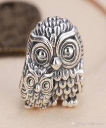 Silver owl charms animal beads authentic S925 sterling beads fits Jewellery bracelets CH6211006715
