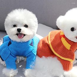 Dog Apparel Orange Pet Knitted Sweater Teddy Winter Warm Clothes Poodle Soft Pullover Yorkshire Solid Two Legged Clothing XS-XL