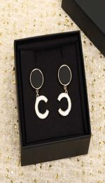 2023 Luxury quality charm Simple drop earring with black and white Colour enamel Colour have box stamp PS7437A1314231