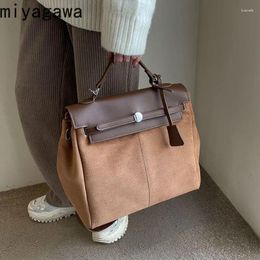 School Bags Miyagawa Autumn Winter Large Capacity Retro Fleece Backpack Versatile Commuter One Shoulder Outgoing Student Crowd Crossbody Bag