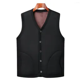 Men's Vests Polyester Fleece Vest Fall Winter Single-breasted V Neck Plush Sleeveless Cardigan With Pockets Casual Cold For Men