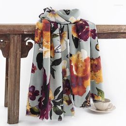 Scarves Retro Butterflies With Flowers Pattern Winter Scarf For Women Lady Elegant Thcik Warm Neck Long As Year Gift