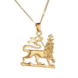 Gold Colour African Ethiopian Lion Pendant Necklace Lion of Judah Trendy Animal Chain Jewellery Ethnic Gifts277K
