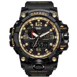 SMAEL 1545 Brand Men Sports Watches Dual Display Analogue Digital LED Electronic Quartz Wristwatches Waterproof Swimming Military Wa244k