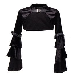 Jackets Women Steampunk Corset Jacket Mediaeval Victorian Retro Gothic Black Shrug Bolero Long Sleeve Mini Coat