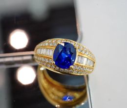 Cluster Rings SX Solid 18K Gold Nature 2.03ct Royal Blue Sapphire Gemstones Diamonds For Women Fine Jewelry Presents