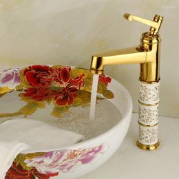 Bathroom Sink Faucets Basin Faucet Gold Brass And Ceramic Water Tap Single Lever Cold