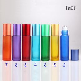 Wholesale Glass Essential Oil Roll On Bottles 10ml Perfume Bottle Frosted Roller Vial with Aluminium Cap Dxiht