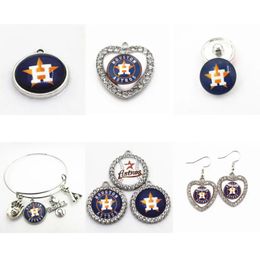 Bracelet Baseball Sport Charms Houston Dangle Charms Diy Bracelet Necklace Earrings Snap Button Jewelry Hanging Charm