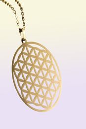 Chains Fashion Women Vintage Flower Of Life Pendant Sacred Geometry Silver Chain Necklace86319038231318