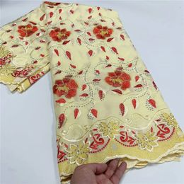 5 Yard Swiss Fabric Latest With Stones Embroidery African 100% Cotton Voile Lace Dubai Style For wedding Party 3L071101 231222