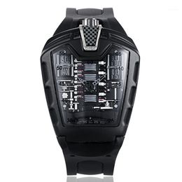 Poisonous Sports Car Concept Racing Mechanical Style Six-cylinder Engine Compartment Creative Watch Men's Trend Fashion Wrist2828