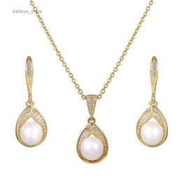 Pendant Necklaces WEIMANJINGDIAN Brand High Quality Shell Pearl and Cubic Zirconia Pendant and Drop Earrings Bridesmaid's Jewellery Set GiftsL231225