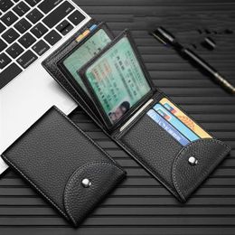 Cow leather RFID men wallets credit card holders mens driver's Licence wallet with male Clasp Pocket Purse225f249J