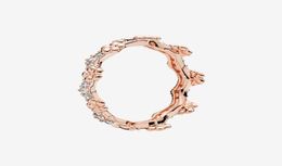 Top Fashion Rose gold plated Crown RING Women Girls Summer Jewellery for Real 925 Silver CZ crystal Flowers crown Rings with Original9582257