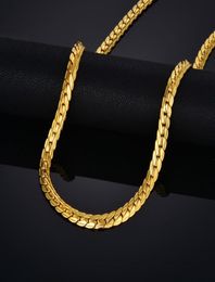 Vintage Flat Chain Necklaces Male Gold Color Stainless Steel Golden Neck Chains For Men Punk Jewelry Dropshipping1724838