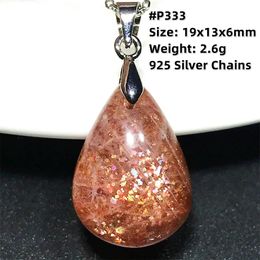Pendants Natural Gold Strawberry Gold Sunstone Pendant Necklace Flash Light for Women Men Gift Beads Crystal Sier Chains Jewellery Aaaaa