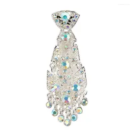 Bow Ties Lapel Pin Metal Inlaid Diamond Brooch Luxury Crystal Necktie For Weddings Parties Fine Workmanship Men's
