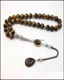 Charm Bracelets Style Mans Tasbih Tiger Eyes Natural Stone Muslim Rosary Islam 33 66 99 Beads Fashion Bracelets 2Xqs7690256
