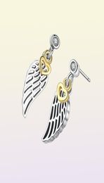 NEW Authentic 925 Sterling Silver wings Pendant Earrings set Original box for CZ Diamond feather Stud Earring for Women4766928