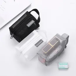 Storage Bags Square Three-dimensional Transparent Visible Mesh Bag Portable Key Lipstick Charger Earphone Card Organizer Coin