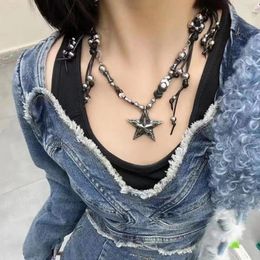 Pendant Necklaces Spice Girl Y2K Five-star Trend Necklace Design Super Hard Core Neutral Punk Men And Women Collar Chain