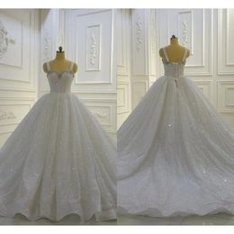 Stunningbride 2024 Sexy Crystal Sweetheart Shiny Ball Gown Wedding Dress White Exquisite Sparkly Sleeveless Court Train Princess Bridal Gown