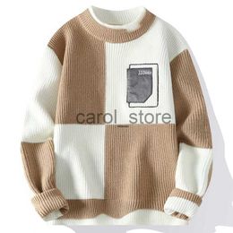 Men's Sweaters 2024 Fall Winter Brand Warm Sweaters Men's Casual Slim Pullovers Mens Fashion Splicing Sweater High Quality Knitwear Pull Homme J231225