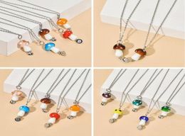 Pendant Necklaces Vintage Magnetic Necklace With Bell Mushroom Earrings Punk BFF Friendship Jewellery Decoration Gift For Girl Women5921405