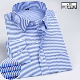 New Business Stripe Shirt Spring Autumn Men's Long Sleeve Shirt Slim Fit Interview White