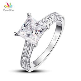 Peacock Star 925 Sterling Silver Wedding Anniversary Engagement Ring 1 5 Ct Princess Cut Jewellery CFR8009 Y07232558
