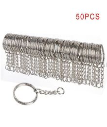 50pcs 25mm Polished Silver Colour Keyring Keychain Split Ring with Short Chain Key Rings Women Men DIY Key Chains Accessories C19013939095