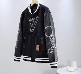 23LVV spring designer jacket men PU leather long sleeve luxury baseball jackets mens coat