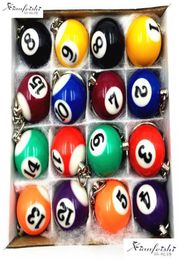 16pcsset Mini Billiards Shaped Keyring Assorted Colourful Billiards Pool Small Ball Keychain Creative Hanging Decorations 2202284840919