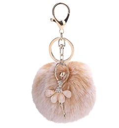 GEMIXI 8CM Cute Dancing Angel Keychain Pendant Women Key Ring Holder Pompoms Key Chains gifts for women bag accessories 42 C190114400319