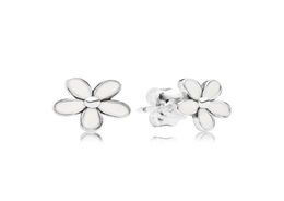 NEW White enamel Daisy Stud Earring Original Box set Jewelry for P 925 Sterling Silver flowers Earrings for Women Girls3123273