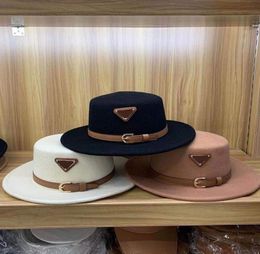 Unisex Belt Flat Top Hat For Couples Designer Wool Hats Women Fitted Caps Mens Cap Men Casquette Bucket Hat Beanie Beanies Hut D215507073