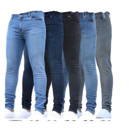 Jeans Mens Solid Colour Denim Cotton Retro Washed Hiphop Pencil Pants Work Plus Size Skinny Stretch 231222