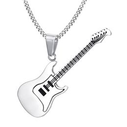 Pendant Necklaces KURSHUNI Trendy Guitar Necklace 24inch Chain Stainless Steel Punk Rock Music Fine Party Jewellery Year Gift For Ma260R