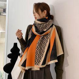 Designer Scarf 2023 New Style Shawls With Letters Korean Size 60*190cm Thickened Faux Cashmere Plaid Scarves Wrap Warm For Winter Summer Air-Conditioned Room Scarf