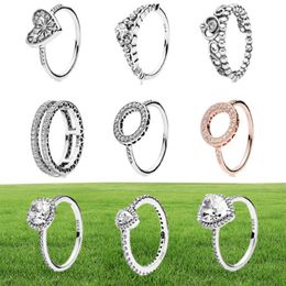 NEW 100% 925 Sterling Silver Ring fashion Popular Charms Wedding Ring For Women Heart-shaped Lovers Round Rings DIY Jewelry5829001